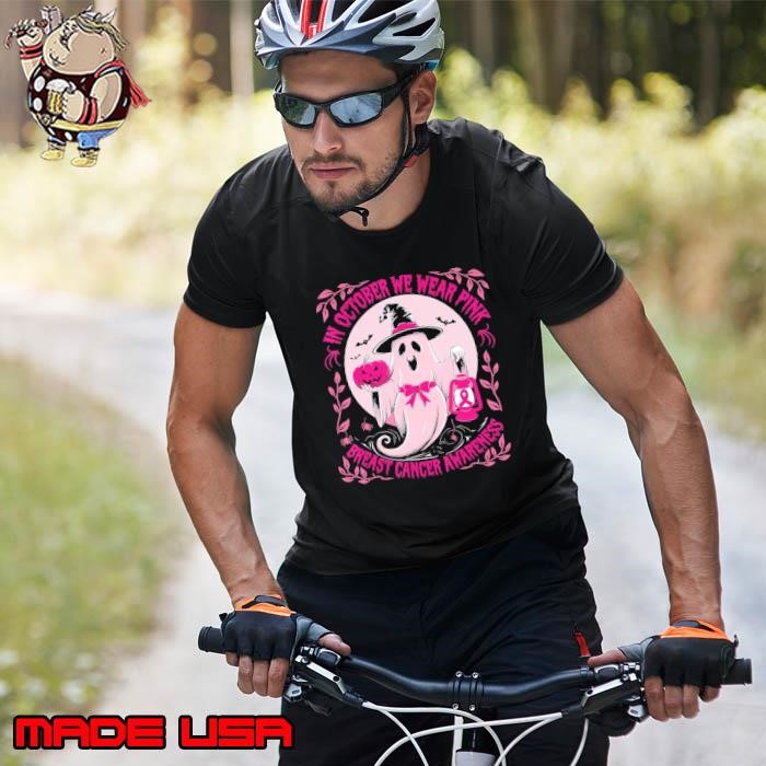 October We Wear Pink Ghost Halloween Pumpkins Breast Cancer Unisex