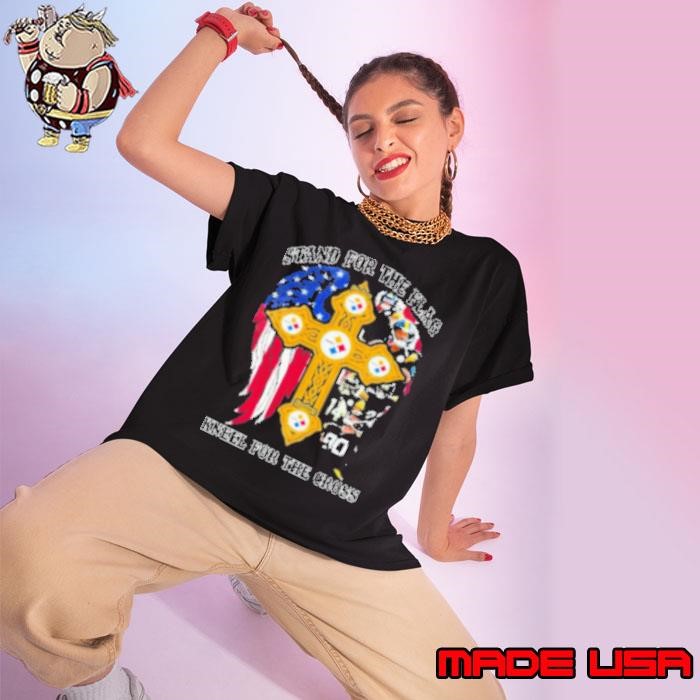 Original Pittsburgh Steelers Stand For The Flag Kneel For The Cross Ladies tee
