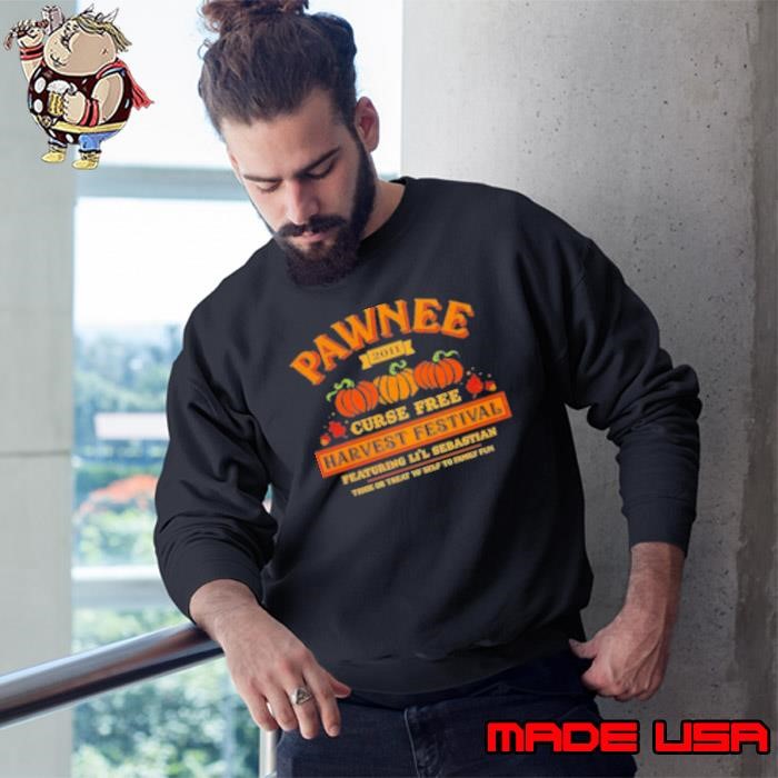Parks And Recreation Pawnee Harvest Festival Curse Free Featuring Li'L Sebastian Trick Or Treat Yo' Self To Family Fun Sweatshirt
