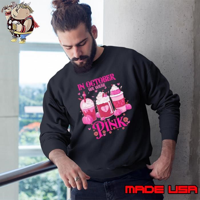 Pumpkin Coffee Pink Ribbon Halloween Breast Cancer Awareness Sweatshirt