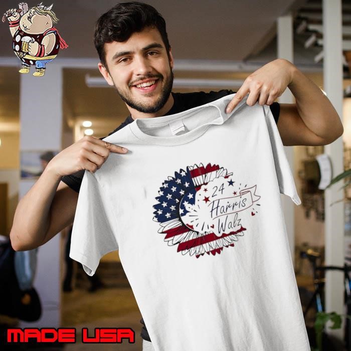 Sunflower She Can Harris Walz 2024 Usa Flag Unisex
