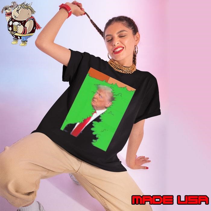 TRump Walking Backward Into Bushes Maga Ladies tee