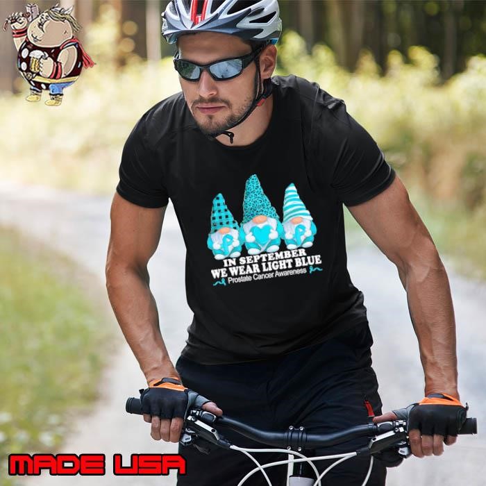 Three Gnome In September We Wear Light Blue Prostate Cancer Awareness Unisex