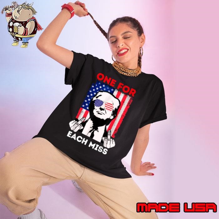 Trump One For Each Miss Middle Finger American Flag Election 2024 Ladies tee