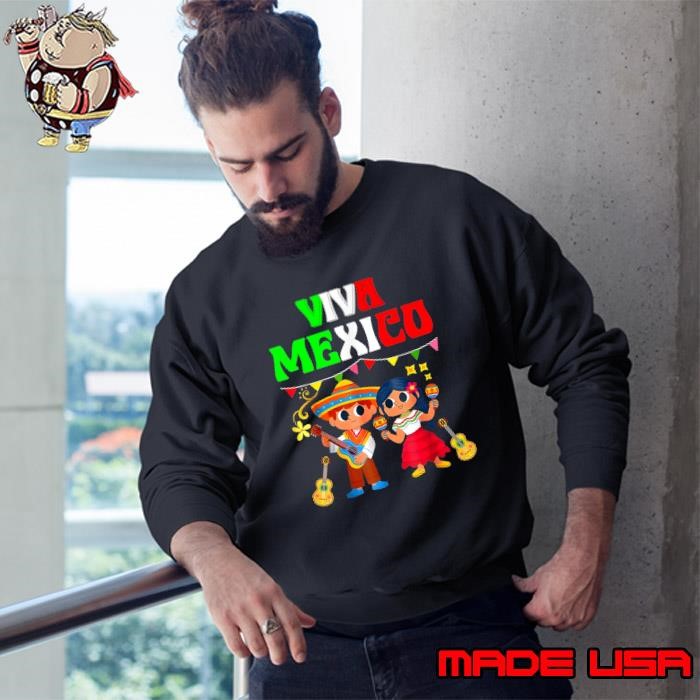 Viva Mexico Boy Girl Maracas Guitar Mexican Independence Day Sweatshirt