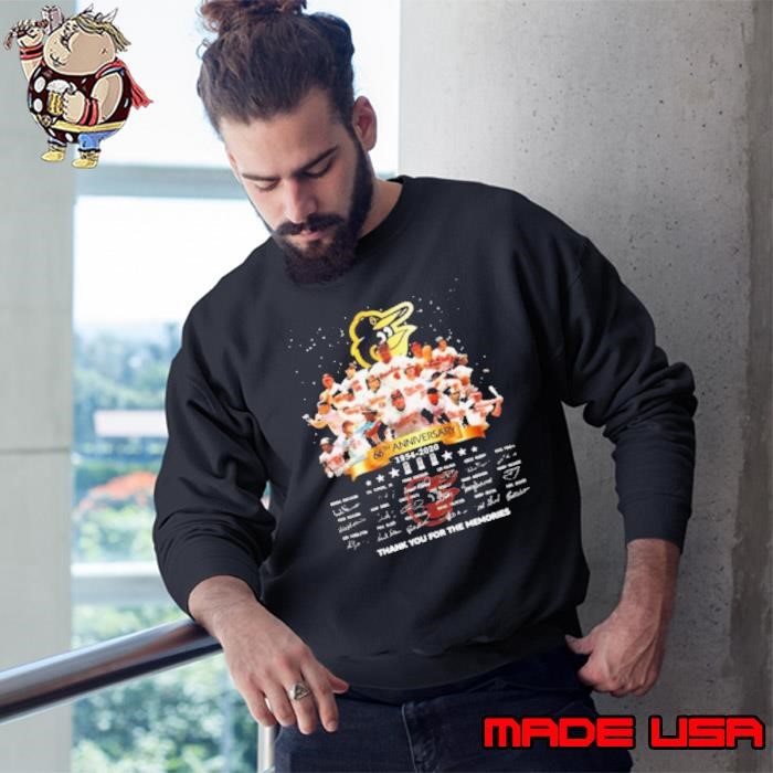 Baltimore Orioles 66th Anniversary 1954 2020 Thank You For The Memories Signatures Sweatshirt
