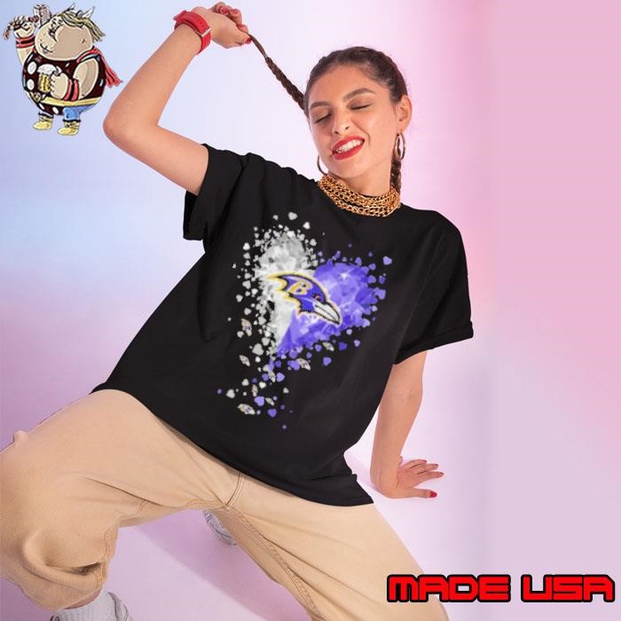 Baltimore Ravens Crystal Heart Ladies tee