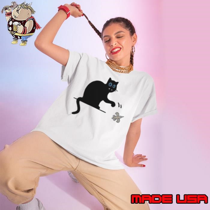 Carolina Panthers black cat push New Orleans Saints logo Ladies tee