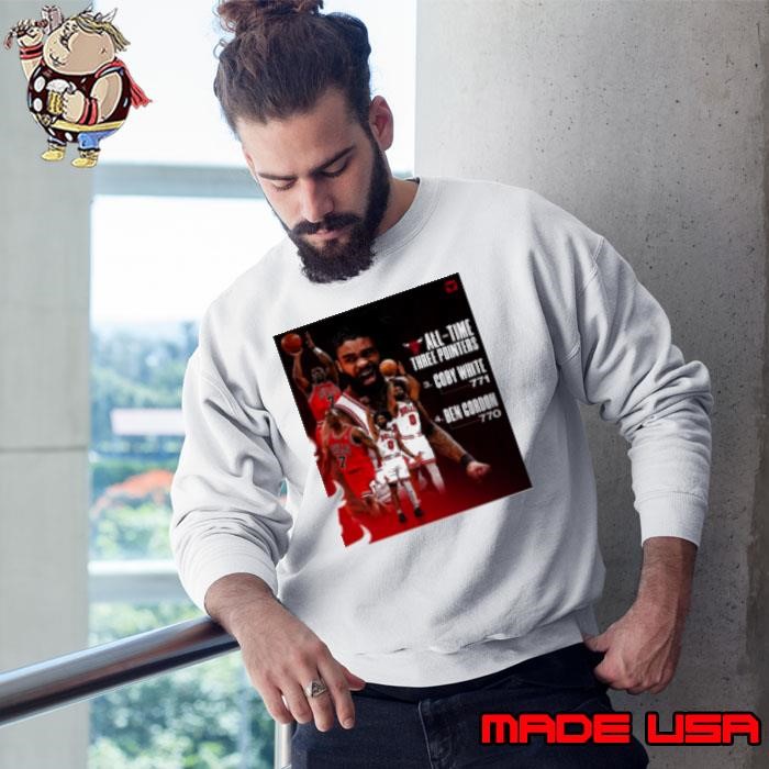 Chicago Bulls All Time Three Pointers No. 3 Coby White 771 No 4 Ben Cordon 770 Poster Sweatshirt