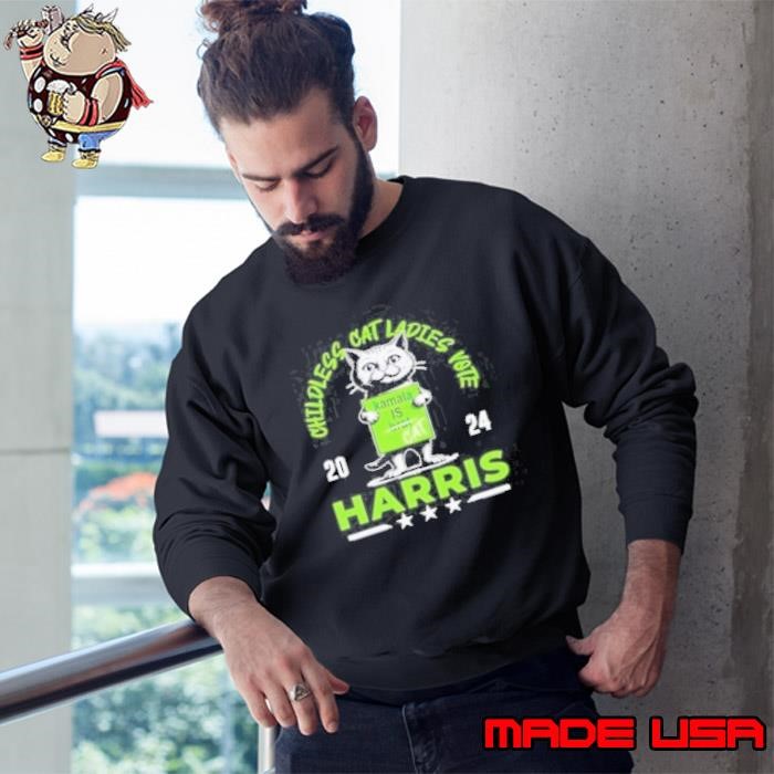 Childless Cat Ladies Vote Harris 2024 Kamala Is Brat Parody Weird JD Vance Cat Lady Meme Sweatshirt