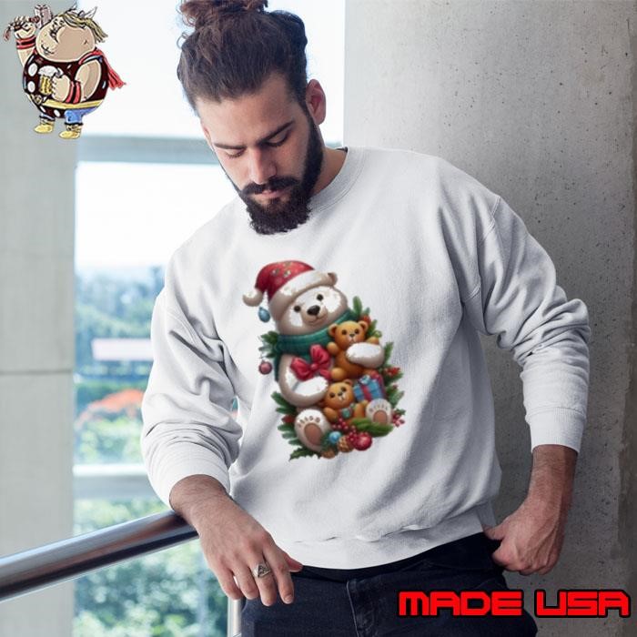 Christmas Bear Family Sticker Sweatshirt