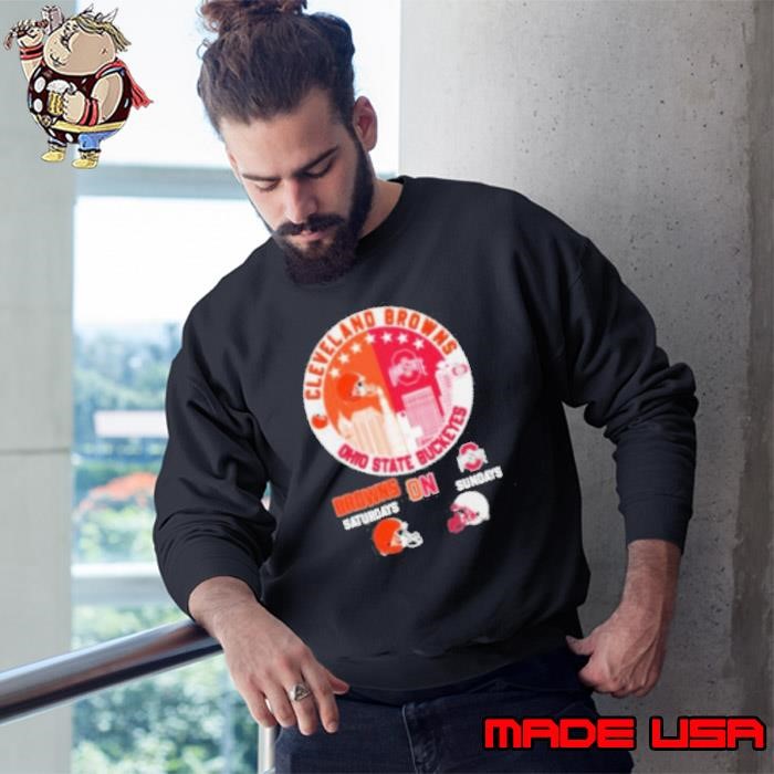 Cleveland Browns On Saturdays X Ohio State Buckeyes Vintage Skyline Sweatshirt