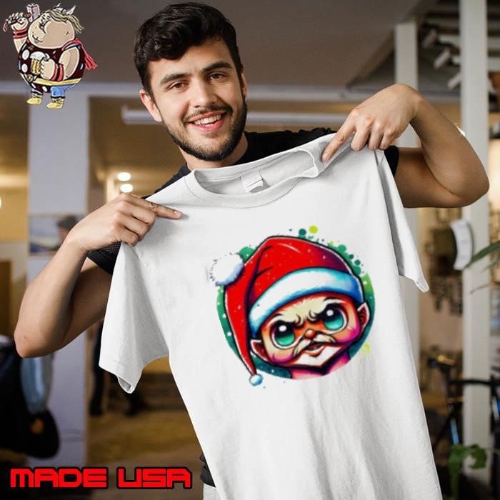 Colorful Drawing of an Attractive Young Man with Santa Hat and Mustache Unisex