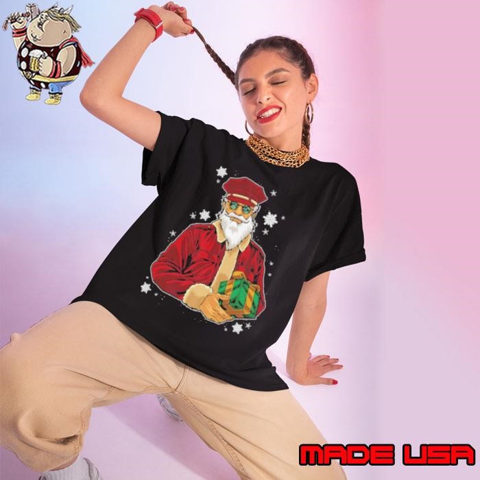 Cool Santa Police Officer Giving Gift On Xmas Ladies tee
