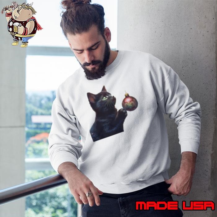 Cute Black Kitten Christmas Bauble Sweatshirt