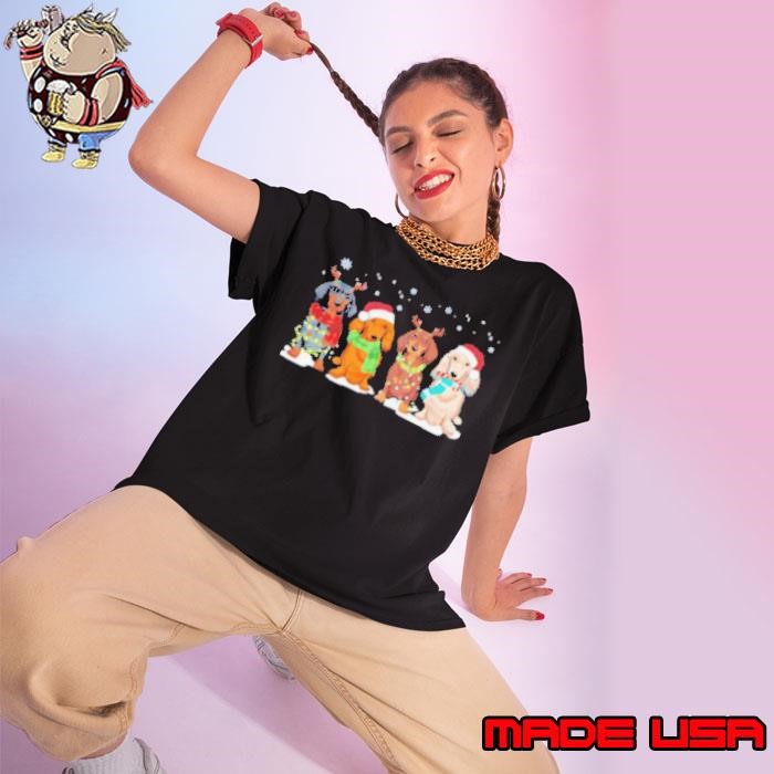 Dachshund Santa Christmas light dog lovers Ladies tee