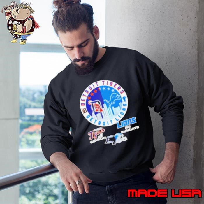Detroit Tigers All Season Detroit Lions On Sundays 2024 skyline Sweatshirt