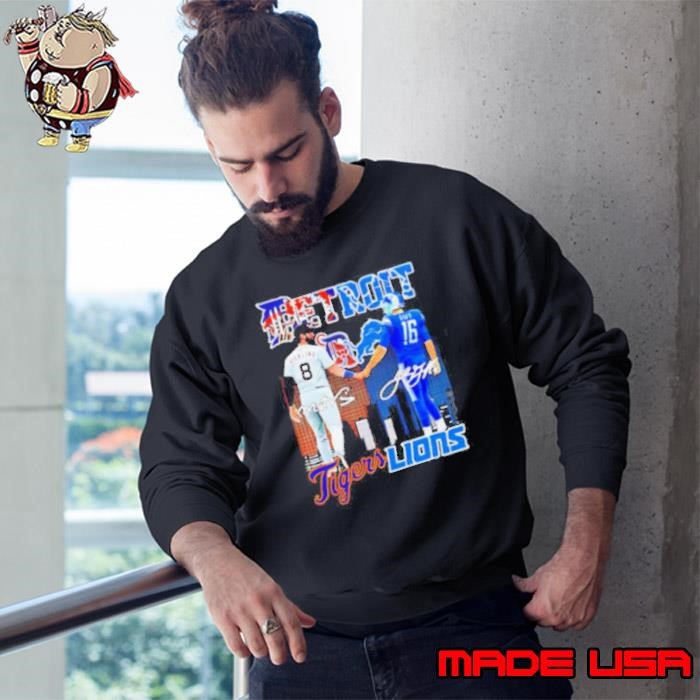 Detroit Tigers Vierling and Detroit Lions Goff city skyline Sweatshirt