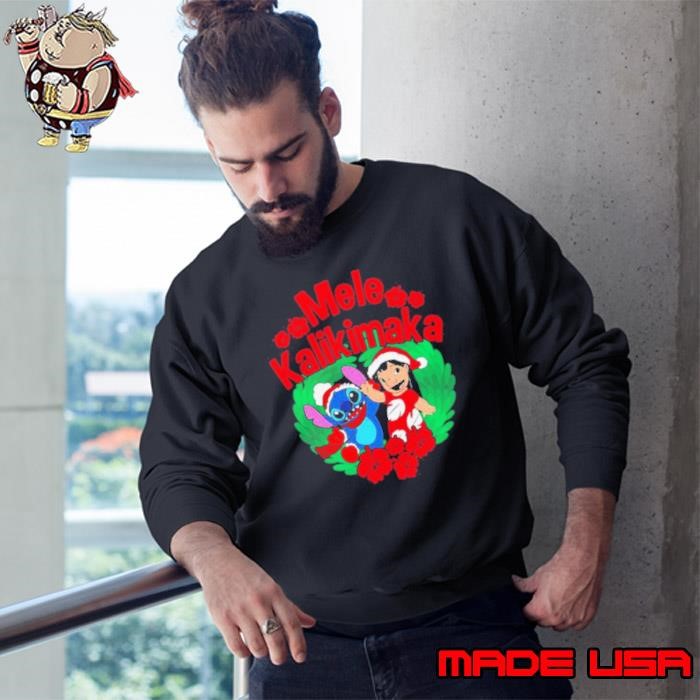 Disney Lilo And Stitch Christmas Mele Kalikimaka Wreath Sweatshirt