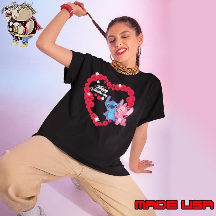 Disney Stitch And Lilo Happy Valentine Day Ladies tee
