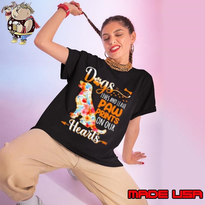 Dogs Come Into Our Lives And Leave Paw Prints On Our Heart Ladies tee