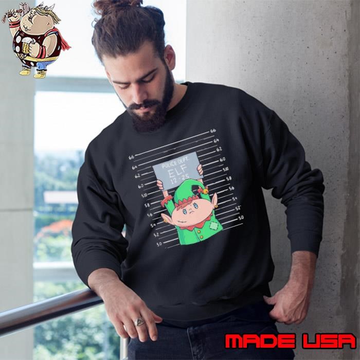 Elf Mugshot Funny Christmas Elves Police Officer Policemen Sweatshirt