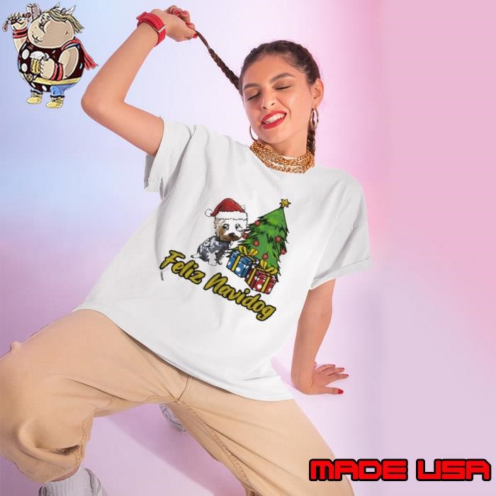 Feliz Navidog Yorkshire Christmas Gift Ladies tee