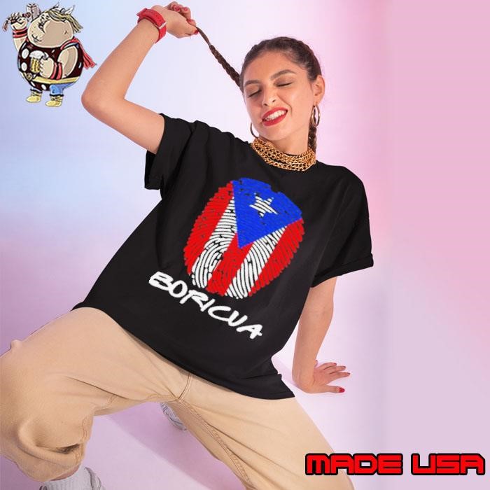 Fingerprint flag american boricua Ladies tee