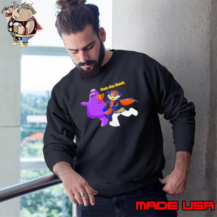 Grimace Monster Rob The Bank Baseball Cartoon Sweatshirt
