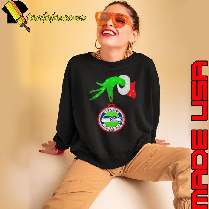 Grinch Hand Holding Seattle Seahawks Christmas Sweatshirt
