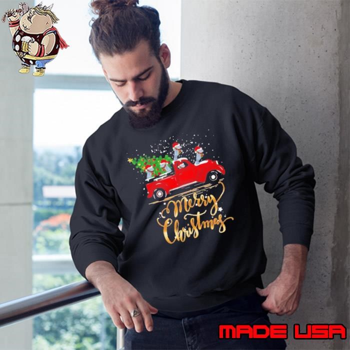 Hippopotamus With Red Truck Tree Merry Christmas Sweatshirt
