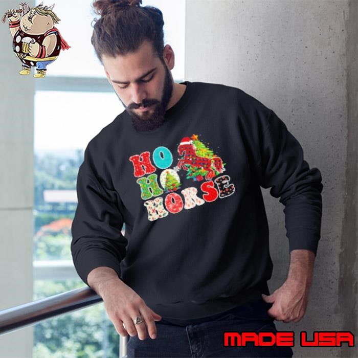 Ho Ho Horse Horse Wearing A Christmas Hat Sweatshirt