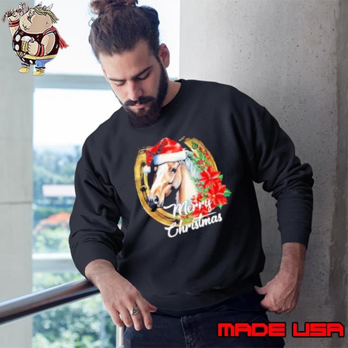 Horse Face Inside Horseshoe Christmas Horse Sweatshirt