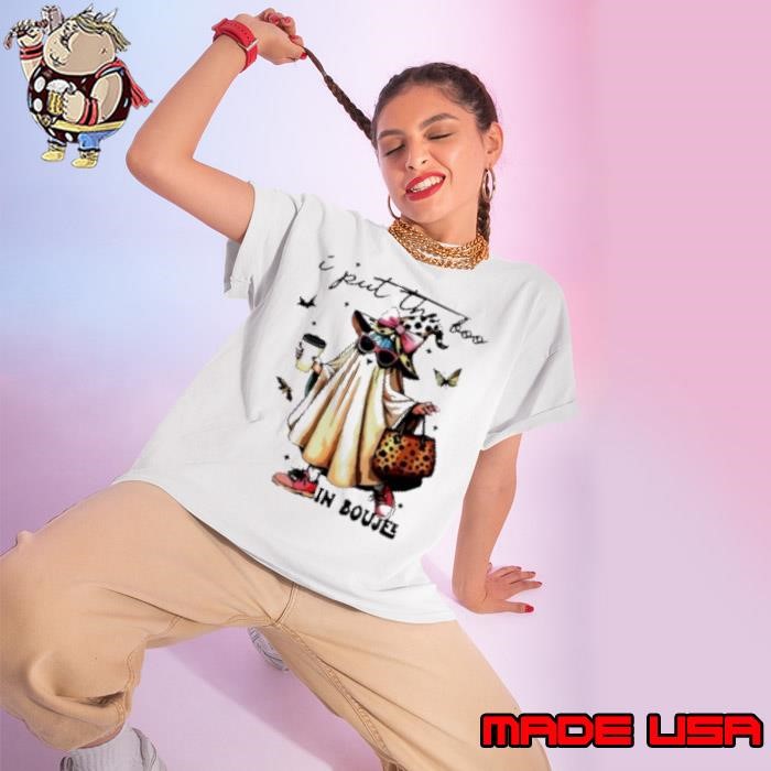I Put The Boo In Boujee Boujee Ghost Halloween Leopard Coffee Ladies tee