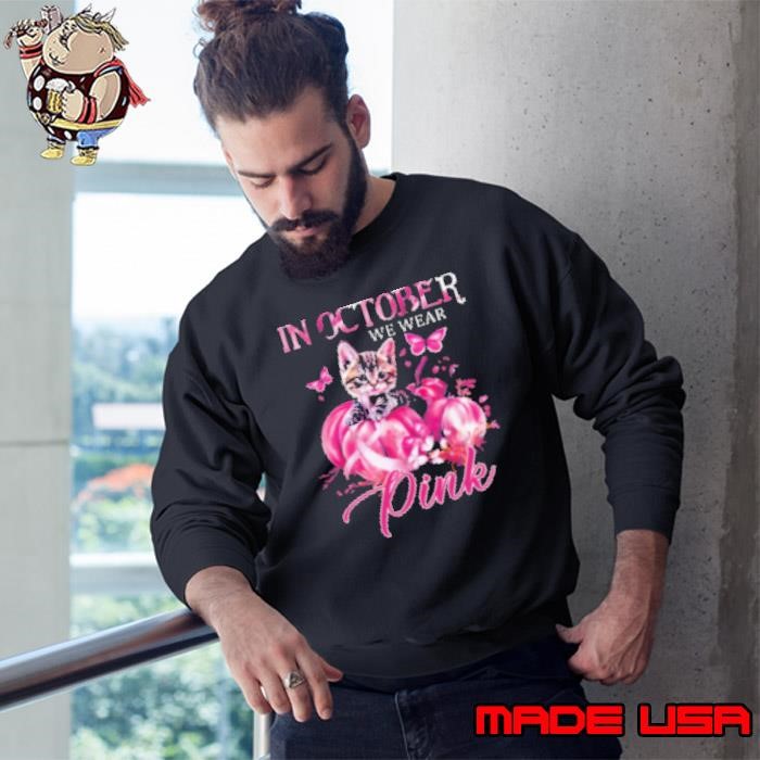 In October We Wear Pink Cat Breast Cancer Awareness Sweatshirt