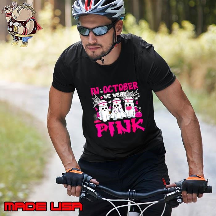In October We Wear Pink Nurse Ghost Halloween Breast Cancer Unisex