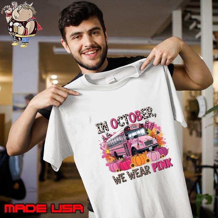 In October We Wear Pink School Bus Breast Cancer Awareness Leopard Unisex