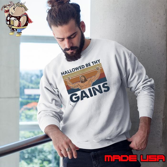 Jesus Gymer Hallowed Be Thy Gains Vintage Retro Sweatshirt