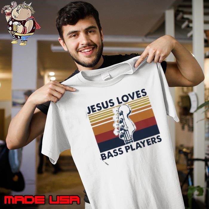 Jesus Loves Bass Players Guitar Vintage Retro Unisex