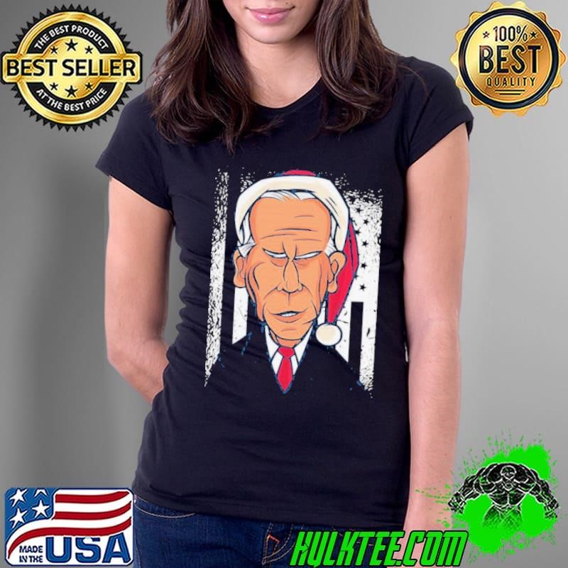 Joe Biden Christmas Wear Santa Hat American Flag Ladies tee