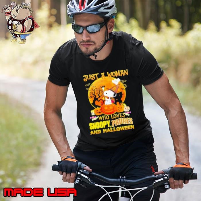 Just a woman who loves Snoopy San Diego Padres and Halloween 2024 Unisex