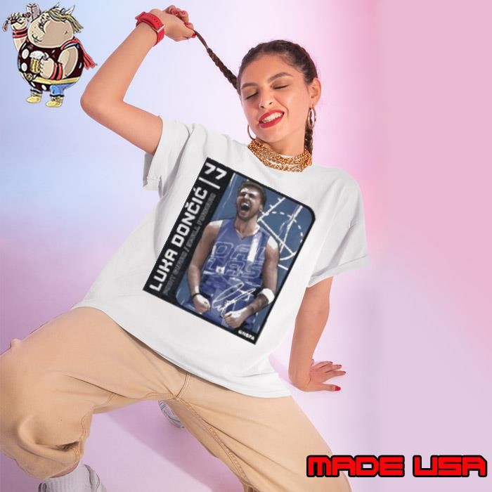 Luka Doncic 77 Dallas Card Basketball Design Signature Ladies tee