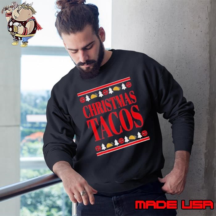 Marvel Deadpool Wade Wilson Christmas Tacos Holiday Sweatshirt