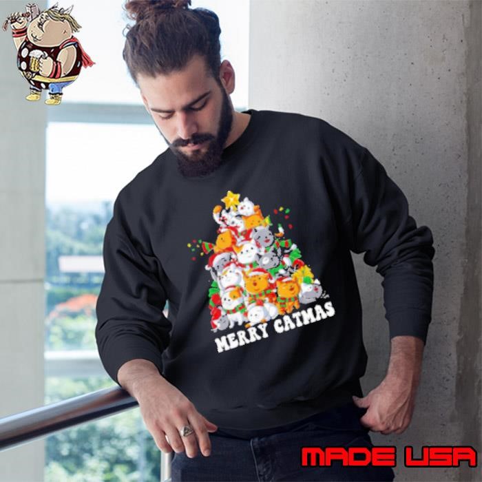 Merry Catmas Christmas Tree Cats Sweatshirt