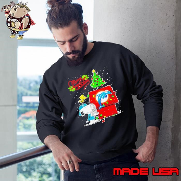 Merry Christmas Snoopy Woodstock Dolphins Miami Sweatshirt