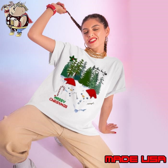 Merry Christmas Snowmen Ladies tee