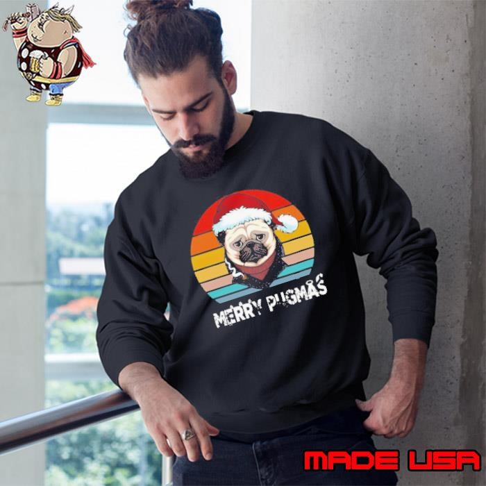 Merry Pugmas Funny Pug Christmas Style Vintage Sweatshirt