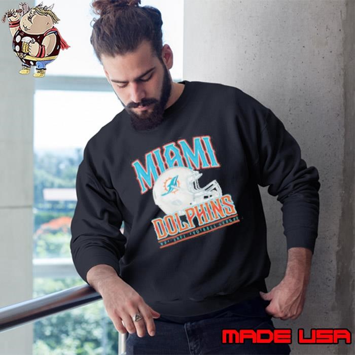 Miami Dolphins Helmet Garment Dyed Heavyweight Sweatshirt