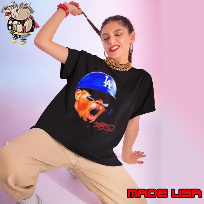 Mookie Betts Los Angeles Dodgers big head signature Ladies tee
