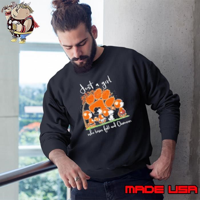 Peanuts Characters Just A Girl Who Loves Fall And Clemson Tigers 2024 Sweatshirt